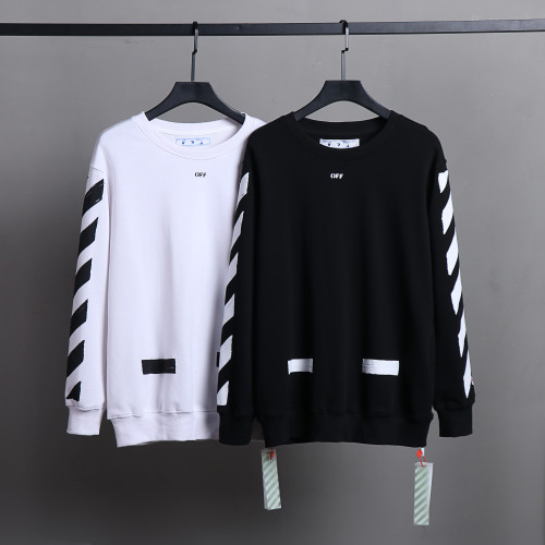 Off White Hollow Painted Arrow Round Neck Sweatshirt Unisex Casual Fleece Hoodie
