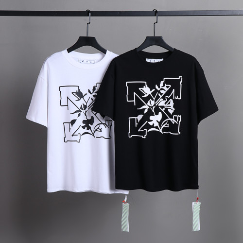 Off White Fashion Classic Solid T-shirt Unisex Street Casual Short Sleeve