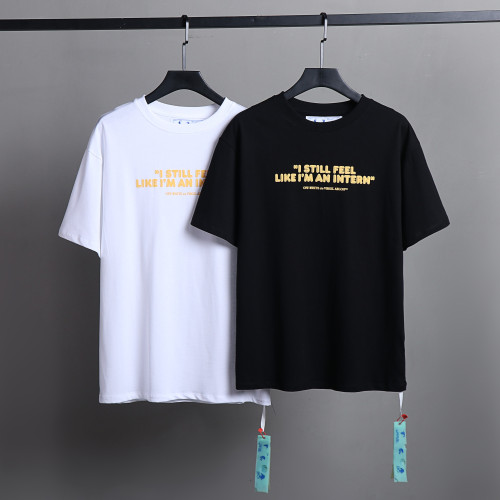 Off White Fashion Classic Letters Short Sleeve Unisex Casual Cotton T-shirt