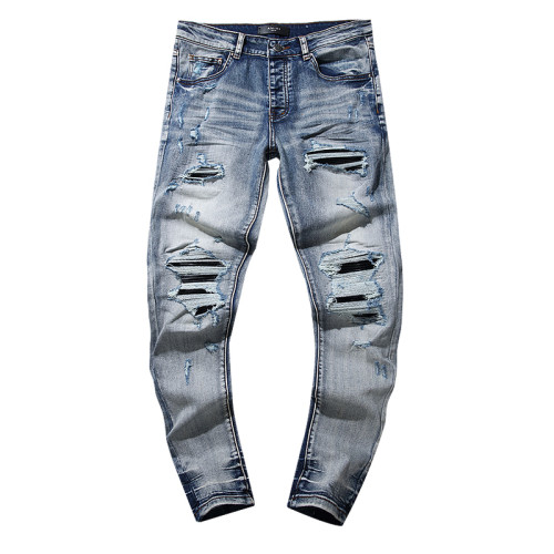 Amiri Fashion New Washed Vintage Jeans Men Distressed Street Pants