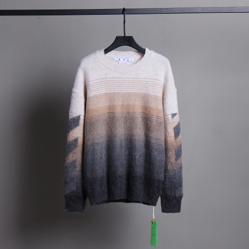 Off White Fashion Gradient Sweater Unisex Casual Pullover
