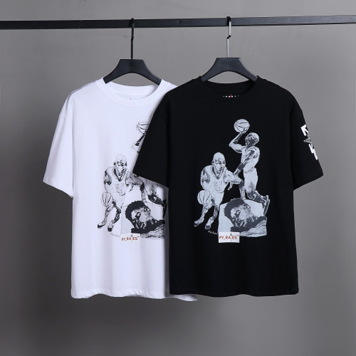 Off White Fashion Men Play Basketball Printed T-shirt Unisex Casual Solid Short Sleeve
