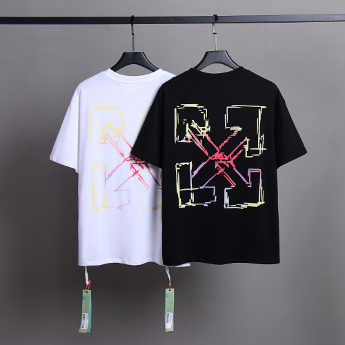 Off White Fashion Cartoon Printed Classic Short Sleeve Unisex Casual Street Tee