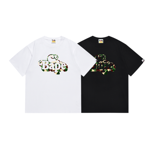 BAPE/A/Bathing Ape Fashion Logo Printed Short Sleeve Unisex Casual T-shirt