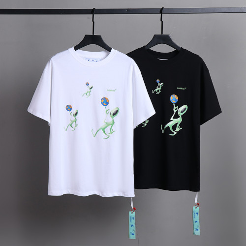 Off White Fashion Alien Logo Printed Short Sleeve Unisex Casual Street T-shirt