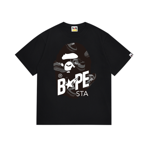 BAPE/A/Bathing Ape Logo Printed Short Sleeve Unisex Casual T-shirt