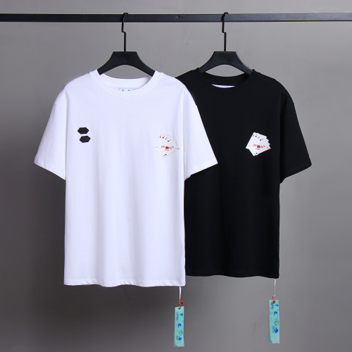 Off White Fashion Hand And Eye Poker Printed T-shirt Casual Street Short Sleeve