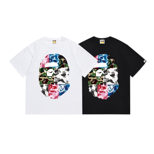 BAPE/A/Bathing Ape Fashion Print Short sleeved Unisex Cotton Loose T-shirt