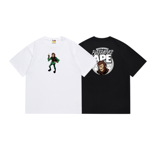BAPE/A/Bathing Ape Monkey Print Short sleeved Unisex Cotton Loose T-shirt