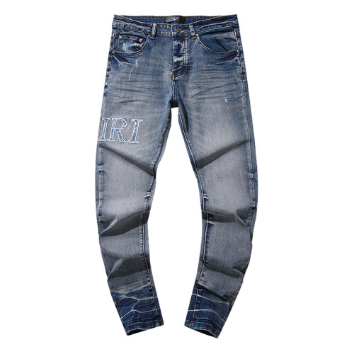 Amiri Fashion Distressed Washed Slim Jeans Casual Street Denim Pants