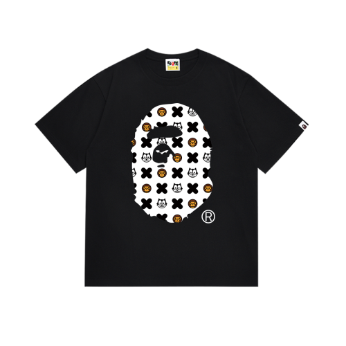 BAPE/A/Bathing Ape Cartoon Print Short sleeved Unisex Cotton Versatile T-shirt