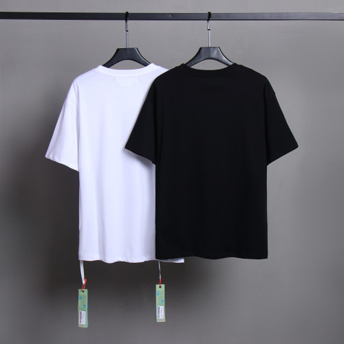 Off White Simple Letters Printed Short Sleeve Unisex Street Cotton T-shirt
