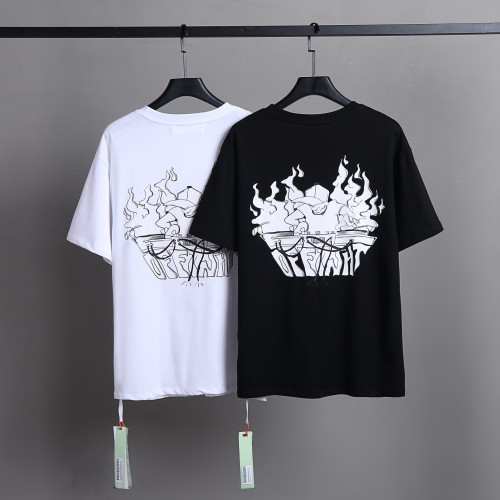 Off White Classic Fashion Cotton T-shirt Unisex Casual Short Sleeve