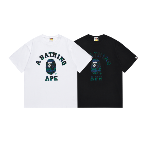 BAPE/A/Bathing Ape Fashion Logo Printed Short Sleeve Couple Cotton Casual T-shirt