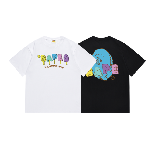 BAPE/A/Bathing Ape 3D Logo Letter Printed Short Sleeve Unisex Casual T-shirt