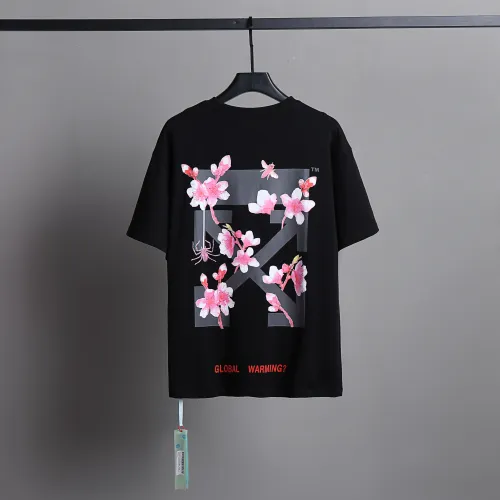 Off White Floral Printing Short Sleeve Unisex Casual Street T-shirt