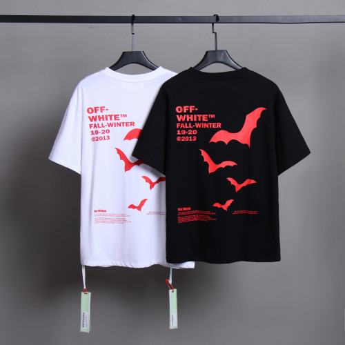 Off White Fashion Red Letters Printed Short Sleeve Casual Street T-shirt