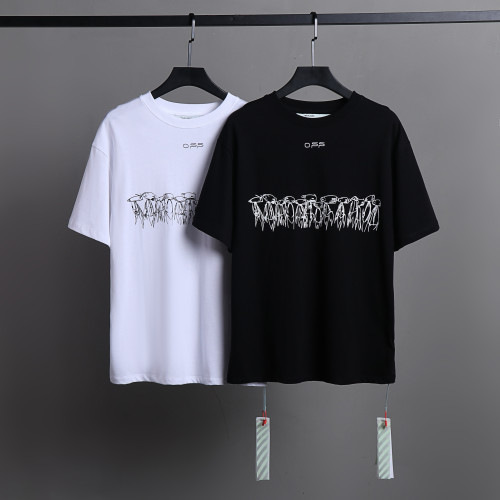 Off White Colorful Logo Printed T-shirt Unisex Casual Loose Short Sleeve
