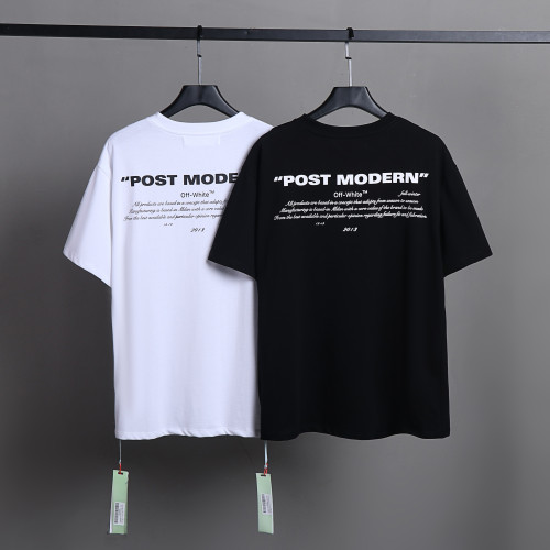Off White Fashion Solid Crew Neck Short Sleeve Unisex Casual T-shirt