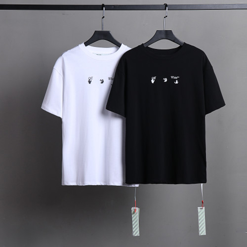 Off White Fashion Casual T-shirt Unisex Solid Street Cotton Short Sleeve