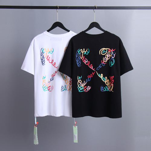 Off White Colorful Logo Short Sleeve Casual Street Loose T-shirt