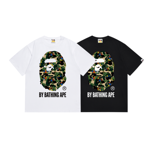 BAPE/A/Bathing Ape Fashion Logo Printed Short Sleeve Unisex Casual T-shirt