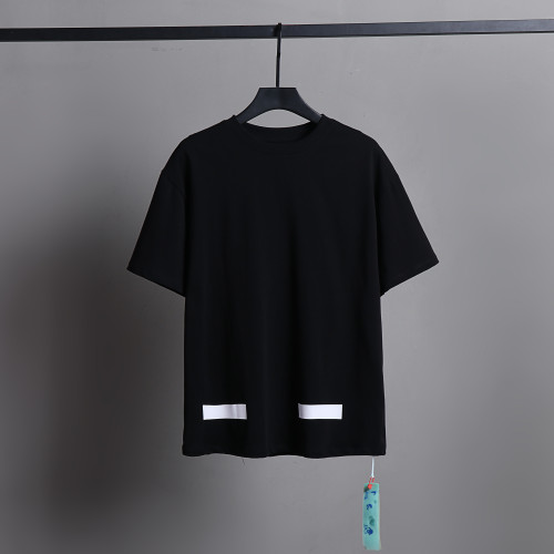 Off White Zebra Stripes Printed T-shirt Unisex Street Casual Short Sleeve