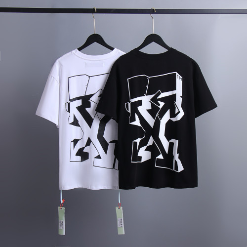Off White Fashion Street Letters Printed Short Sleeve Unisex Casaul Loose T-shirt