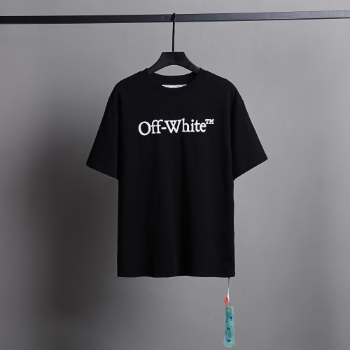 Off White Fashion Simple Classic Logo T-shirt Unisex Casual Street Black Short Sleeve