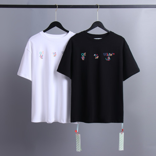 Off White Colorful Logo Short Sleeve Casual Street Loose T-shirt