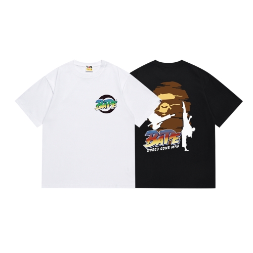 BAPE/A/Bathing Ape Fashion Logo Printed Short Sleeve Unisex Casual T-shirt