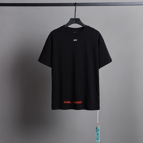 Off White Floral Printing Short Sleeve Unisex Casual Street T-shirt