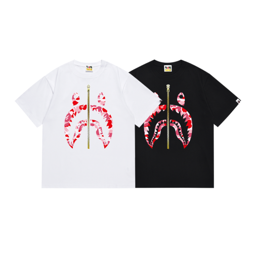 BAPE/A/Bathing Ape Classic Shark Print Short Sleeve Unisex Casual T-shirt