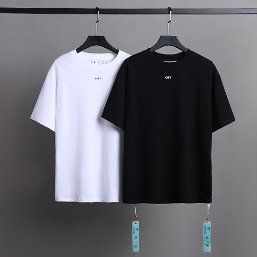 Off White Fashion Solid T-shirt Unisex Casual Street Short Sleeve