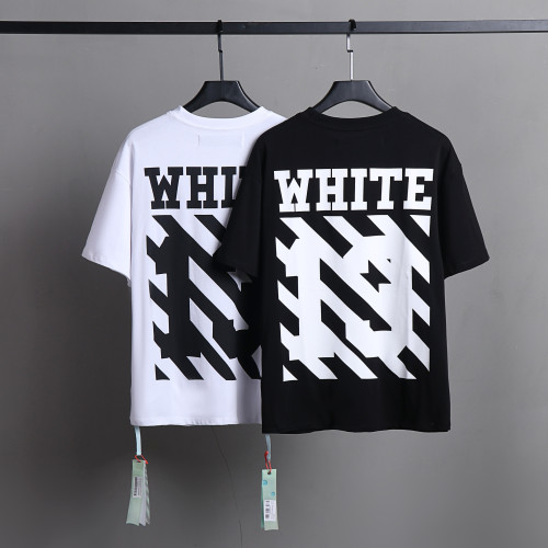 Off White Fashion Printed Crew Neck Tee Unisex Casual Street Short Sleeve
