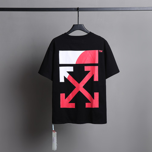 Off White Fashion Red Logo Printed T-shirt Unisex Casual Street Short Sleeve