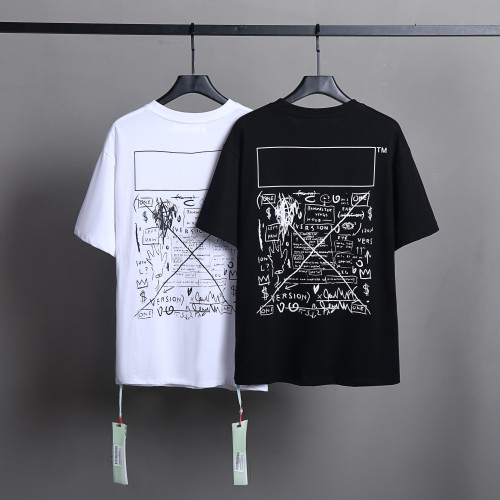Off White Fashion Graffiti Printed T-shirt Unisex Casual Short Sleeve