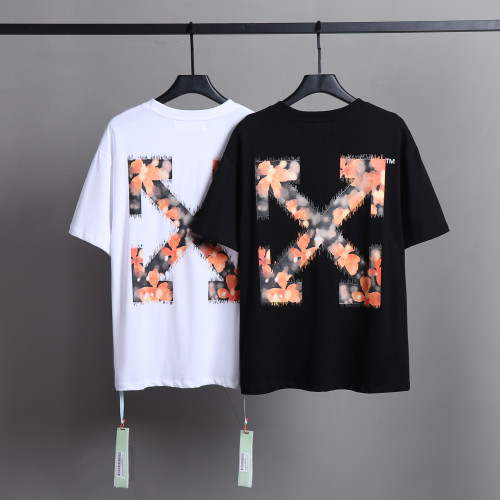 Off White Fashion Smudge Logo Printed Short Sleeve Unisex Casual Soft T-shirt