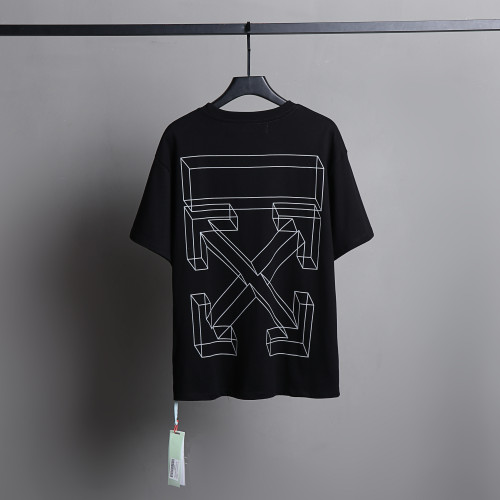 Off White Fashion Solid Tee Unisex Casual Street Cotton Short Sleeve