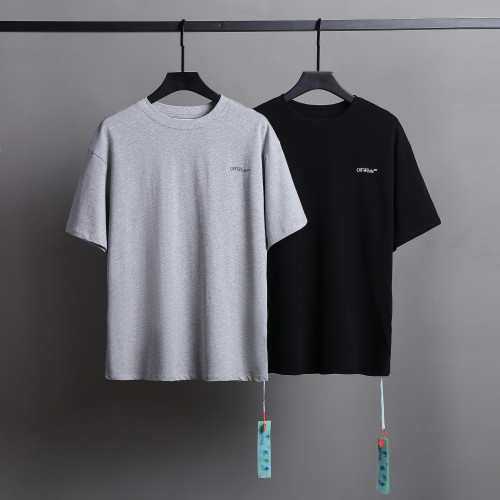Off White Fashion Summer Short Sleeve Unisex Casual Solid Cotton T-shirt