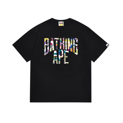 BAPE/A/Bathing Ape Colorful Logo Letter Printed Short Sleeve Unisex Casual T-shirt