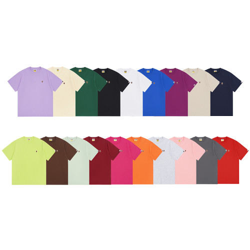 BAPE/A/Bathing Ape Embroidered Logo T-shirt Couple Loose Short Sleeves
