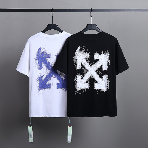 Off White Classic Logo Graffiti Short Sleeve Unisex Casual Street T-shirt