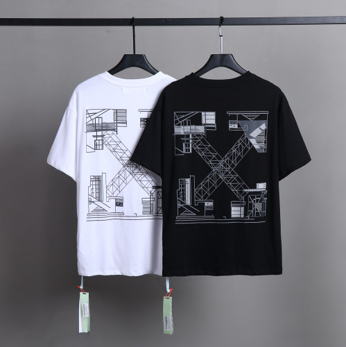 Off White Fashion Artistic Logo Printed T-shirt Unisex Casual Street Short Sleeve