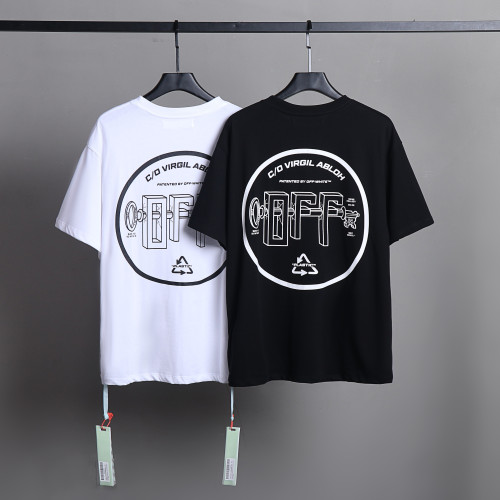Off White Unisex Printed Short Sleeve Casual Street T-shirt