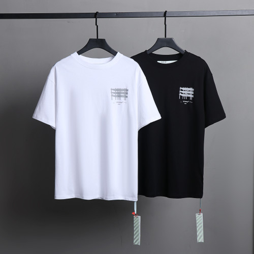 Off White Logo Printed Short Sleeve Unisex Casual Solid Cotton T-shirt