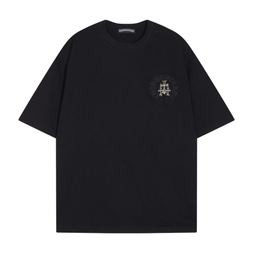 Chrome Hearts Heavy Industry Adhesive Metal Cross Short Sleeve Unisex Casual Loose T-shirt