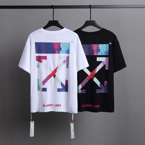 Off White Colorful Logo Tee Unisex Street Casual Cotton Short Sleeve