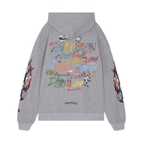 Chrome Hearts High Street Graffiti Print Hoodie Unisex Casual Loose Sweatshirt