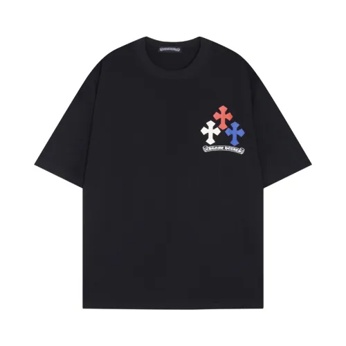 Chrome Hearts Classic Colorful Cross Horseshoe Print Short Sleeve Unisex Casual Loose T-shirt